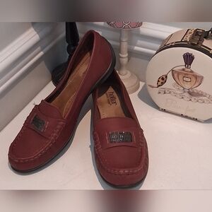Hotter Maroon Iris Flats Slip On Shoes Sz 11M Excellent Pre-Owned Condition